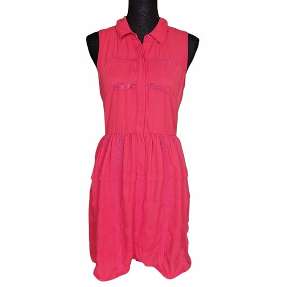 Sachin + Babi | Red Tiered Habitual Shirt Retro Preppy Dress - Picture 2 of 15